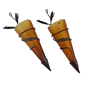 Zodax Dark Amber Glass Metal Wall Cone Sconces Set Of 2 Made In Portugal